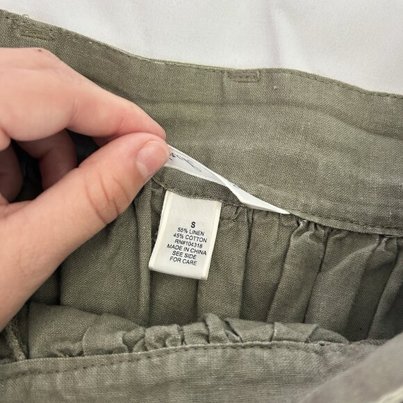 Womens Size Small Army Green Tie Pockets Side Zip Linen Blend Mini Skirt - Picture 6 of 9